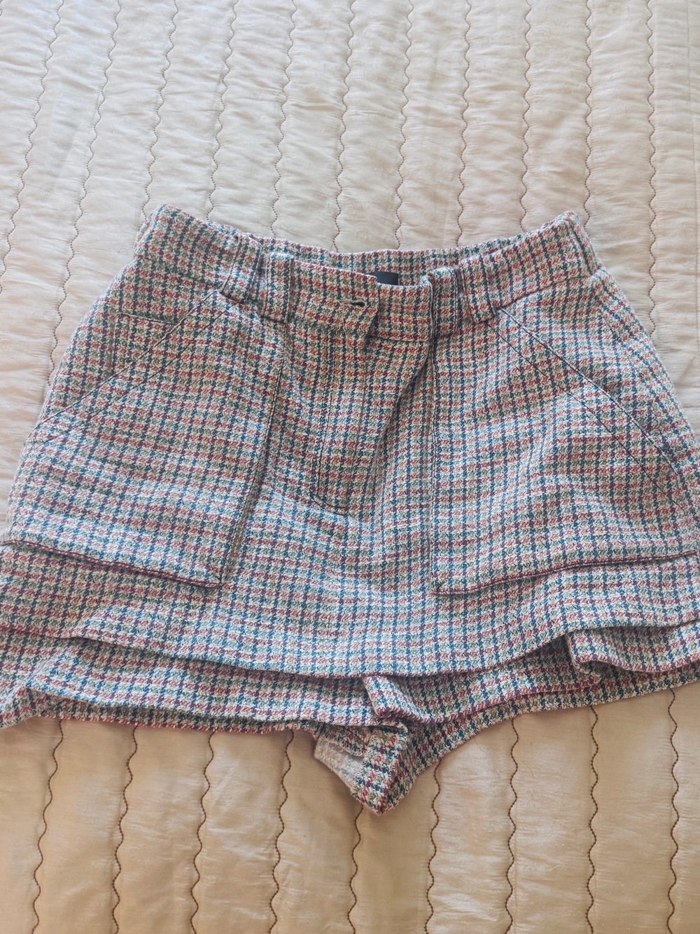 Make Plaid High-Waist Skort Shorts - Multicolor